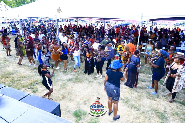 Crowd dancing at the Gikuyu Ngemi Festival